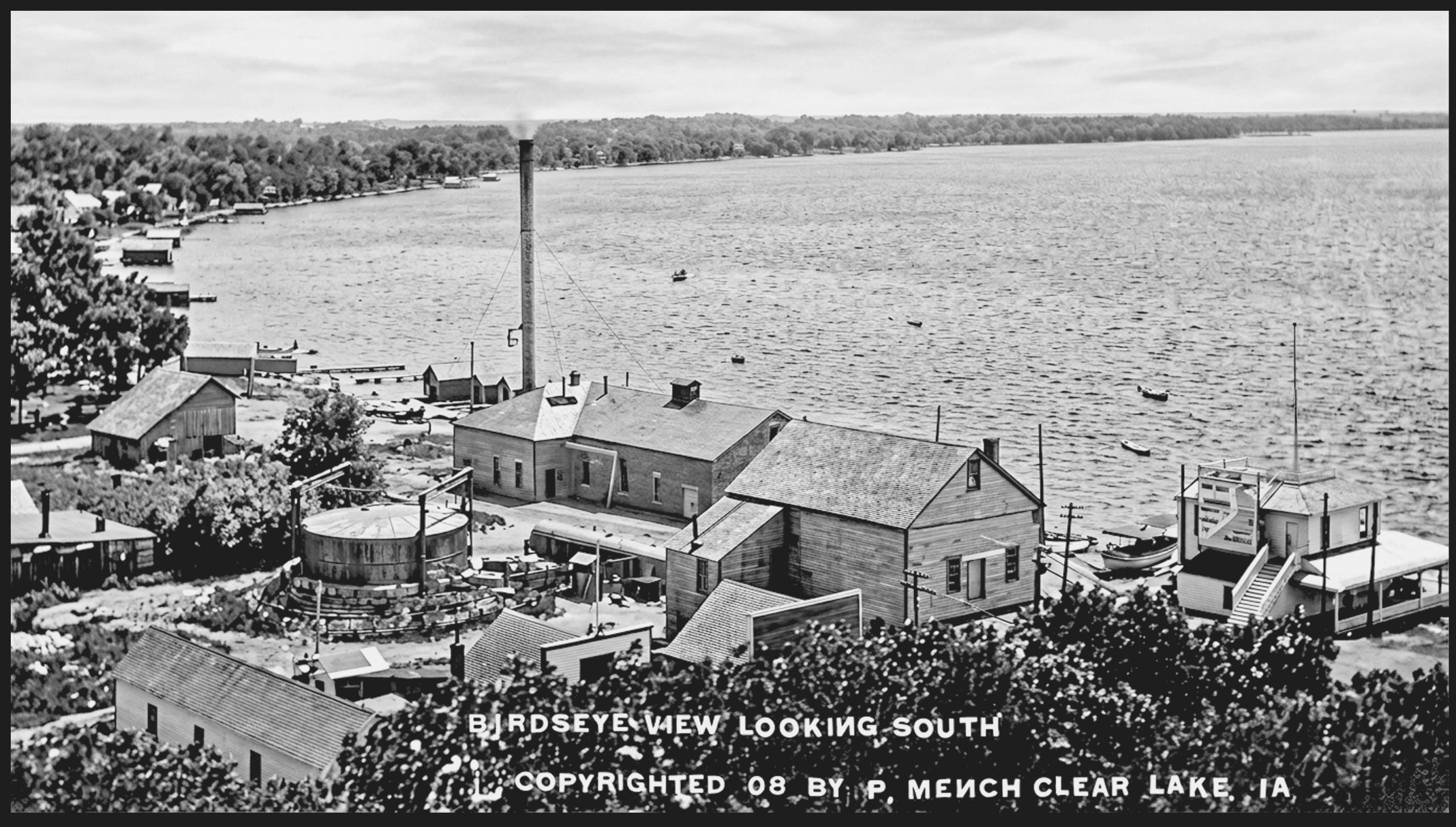 1908 photo of central electrical plant on lake shore